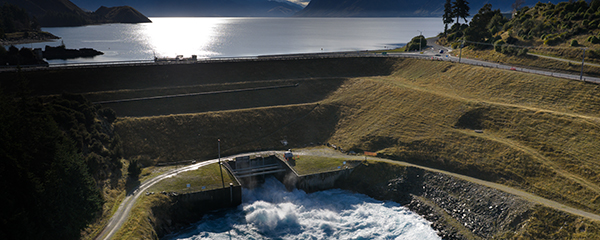 Photo of Lake Hawea hydro dam