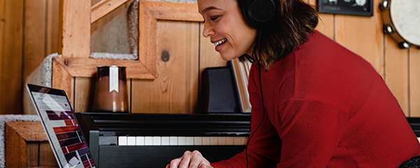 Woman making music