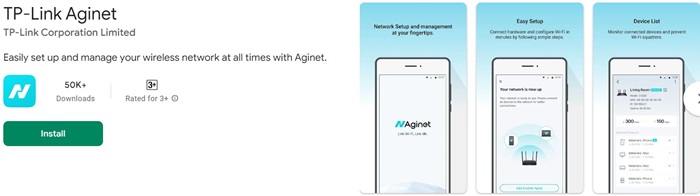 Screenshot of TP-Link Aginet app in app store